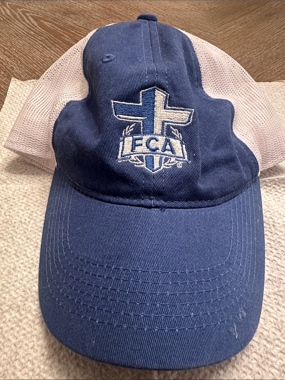 Royal and White Fellowship of Christian Athletes FCA Mesh-Back Cap